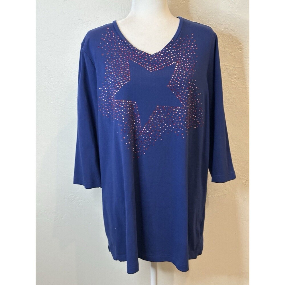 Quacker factory Star Jewel Stud Shirt Size XL E3639h
